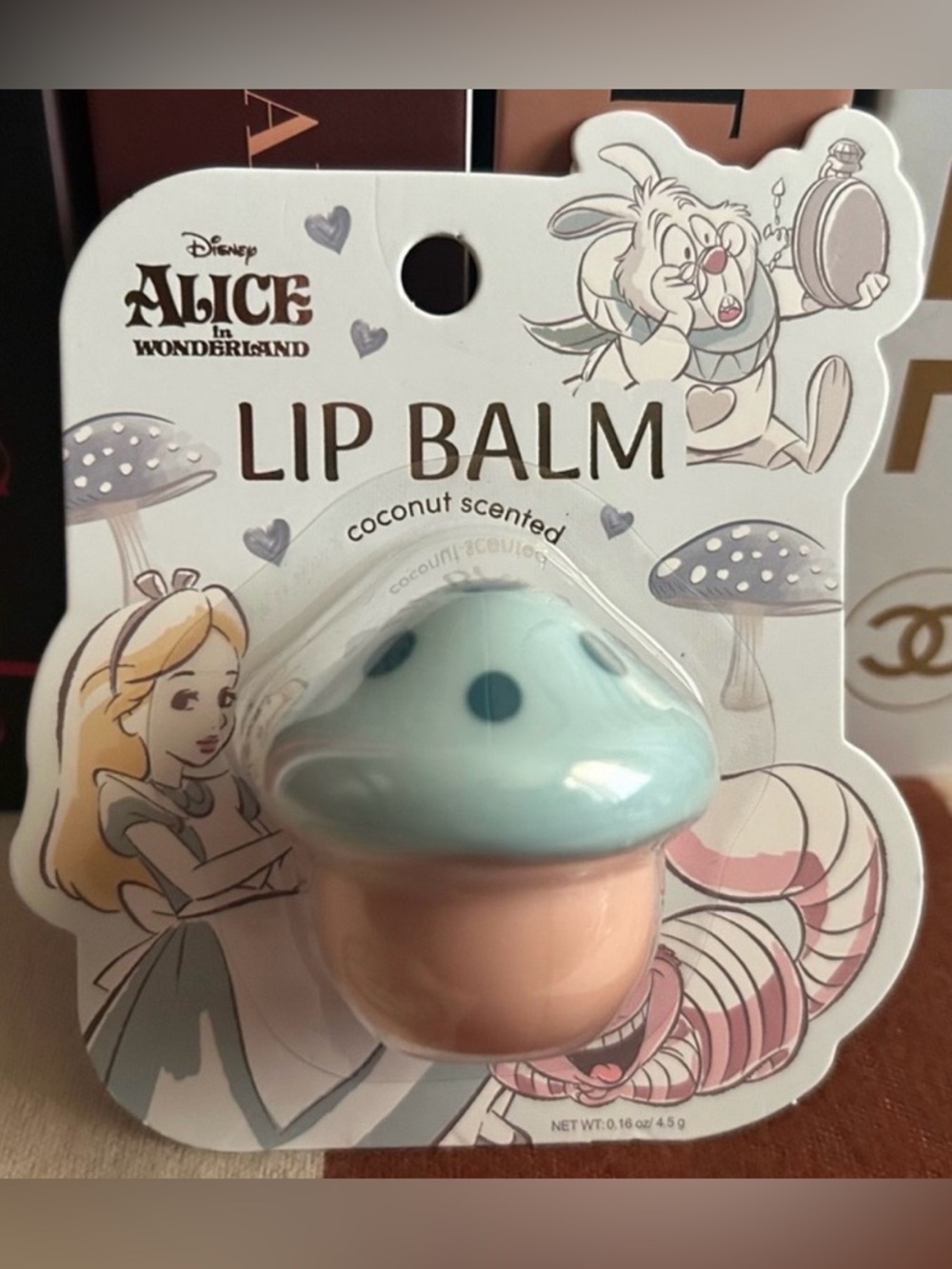 💎 NEW 💎 Disney Alice in Wonderland Mushroom Lip Balm Coconut Scented 💎